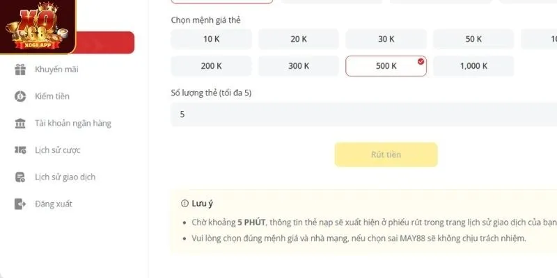 Chi tiết quy trình rút tiền thành công 100% tại XO68